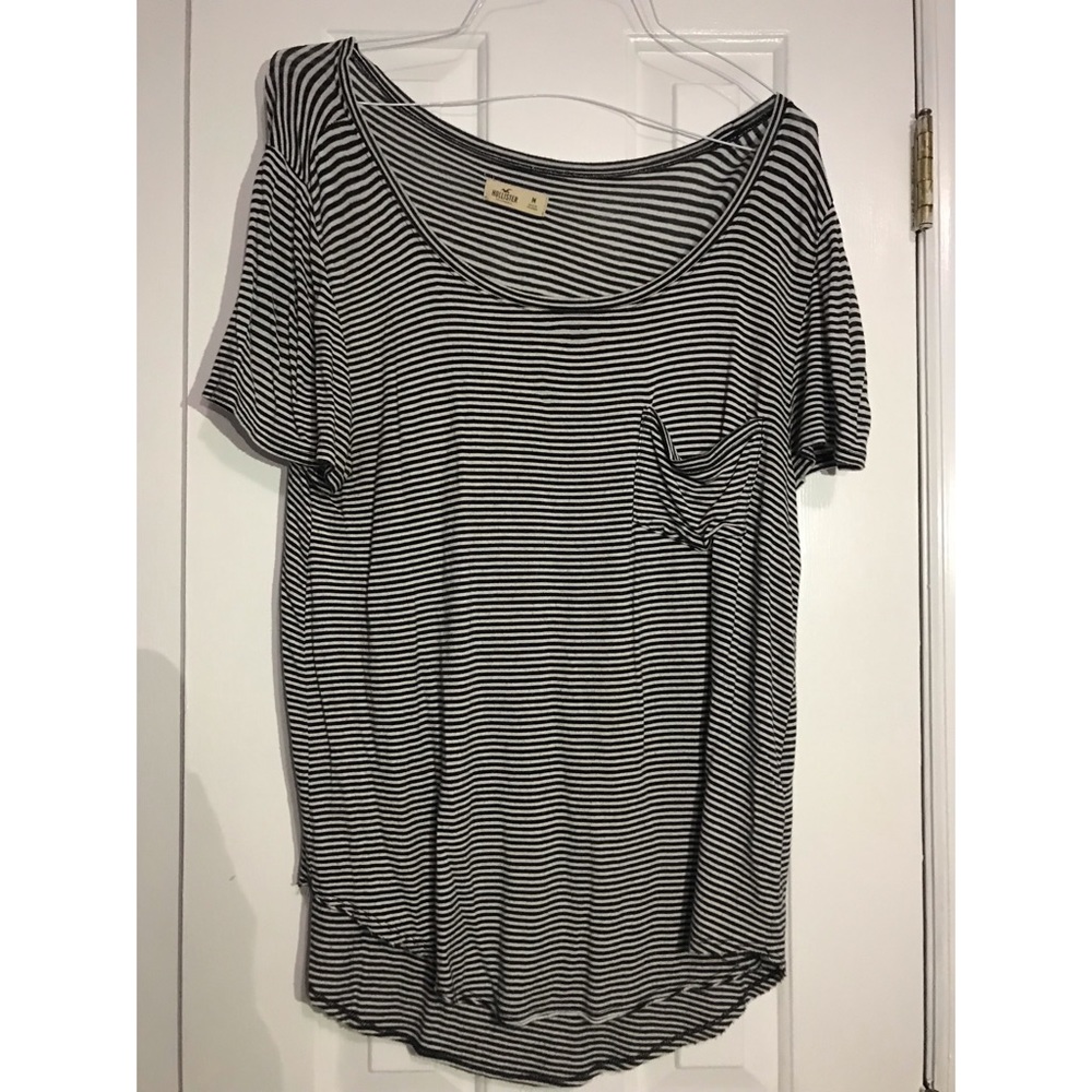Hollister black and white strip tee